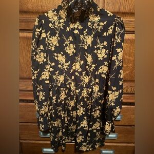 Black Dress with Orange/Gold Floral Print